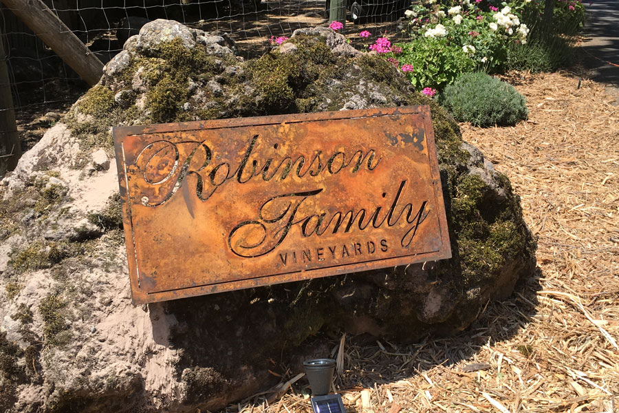 Sign at entrance to Robinson Family Vineyards